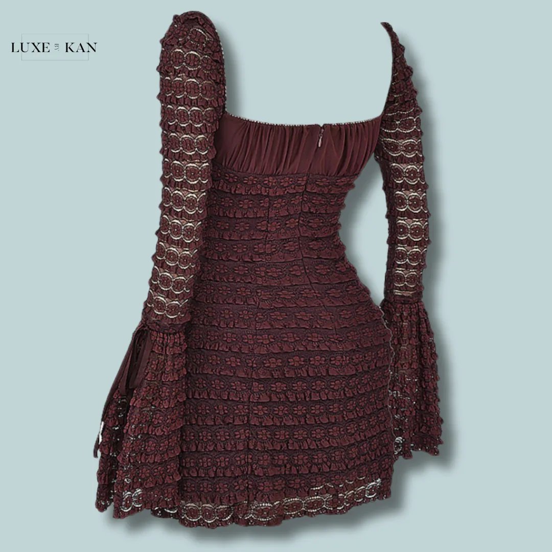 House of CB MARISA 
ESPRESSO LACE DRESS