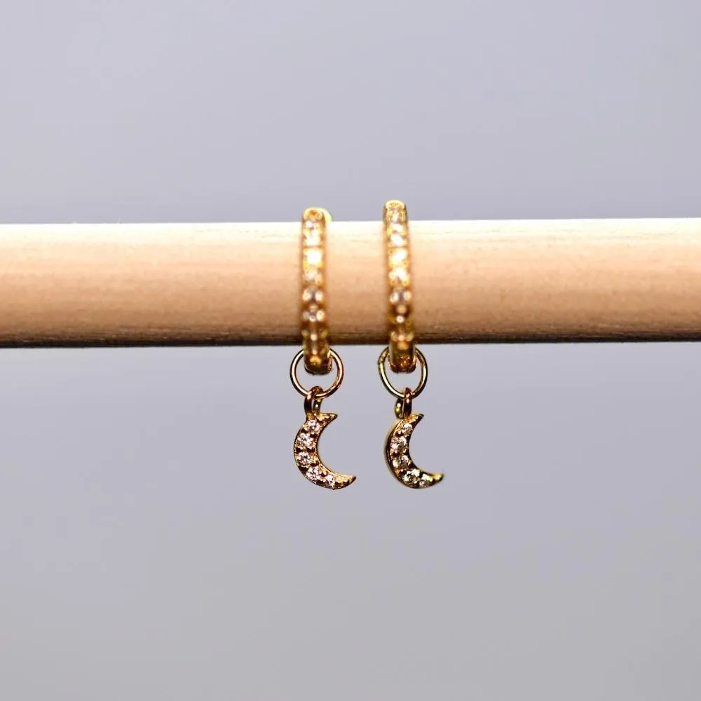 Huggie Hoop with Dangling Moon