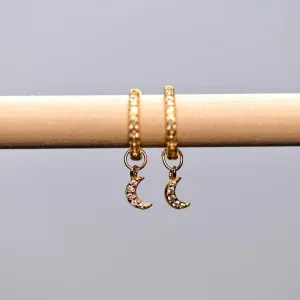 Huggie Hoop with Dangling Moon