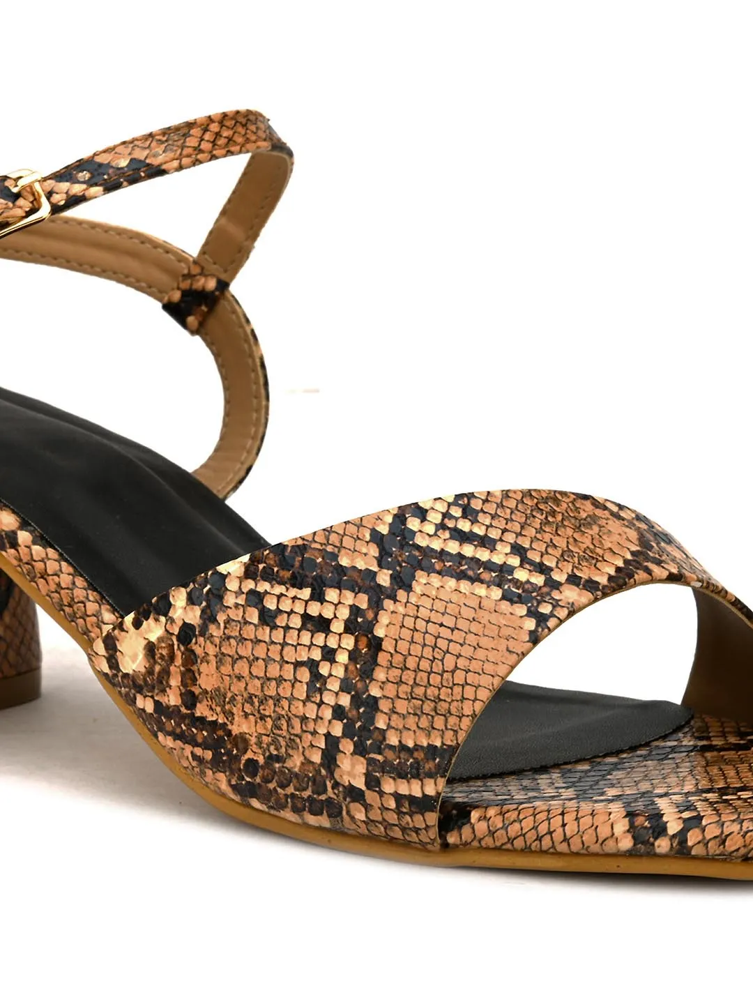 Hydes N Hues Tan Block Animal Print Sandals