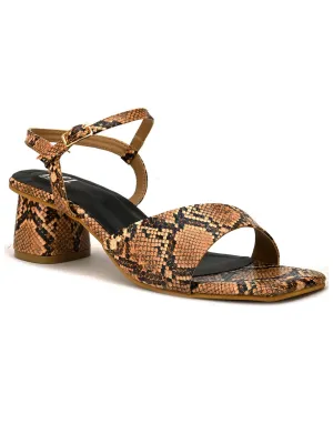 Hydes N Hues Tan Block Animal Print Sandals