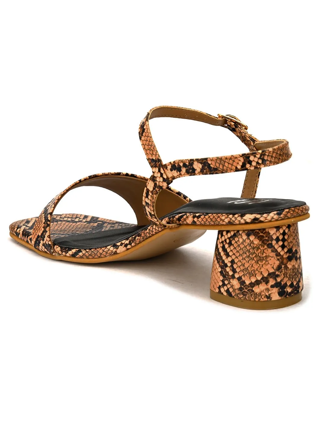 Hydes N Hues Tan Block Animal Print Sandals
