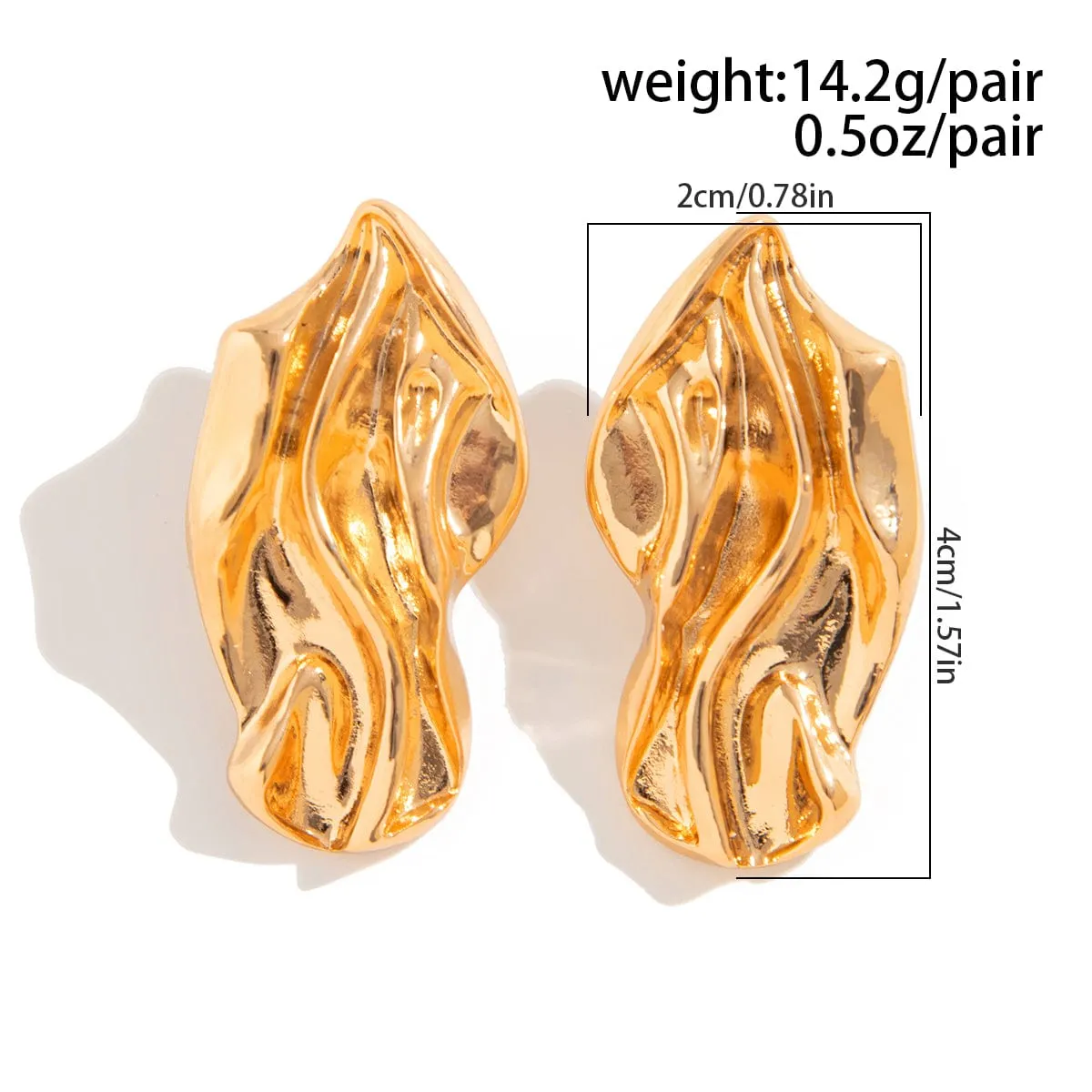 Irregular Gold Silver Plated Abstract Lava Earrings