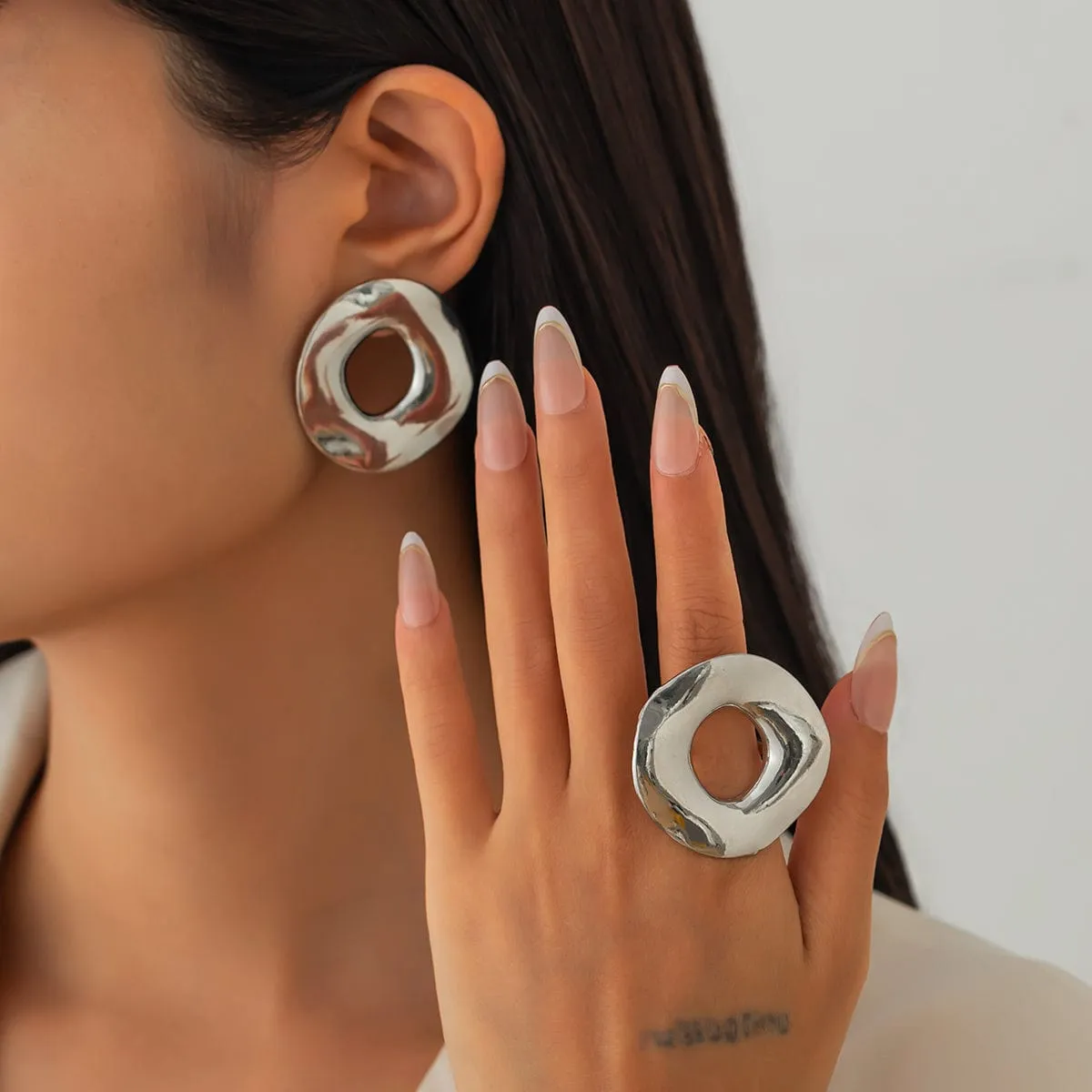 Irregular Gold Silver Plated Chunky Hoop Ring