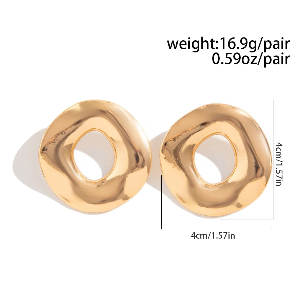 Irregular Gold Silver Tone Chunky Hoop Stud Earrings
