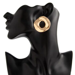 Irregular Gold Silver Tone Chunky Hoop Stud Earrings