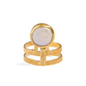Isis Pearl & Gold Chunky Mystic Ring