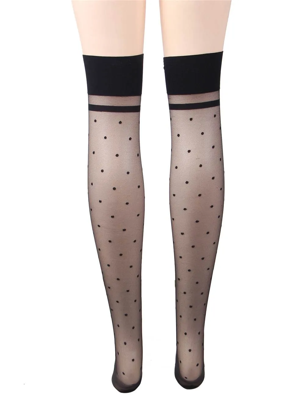 Jacquard Bow Tie Black Spot Stockings