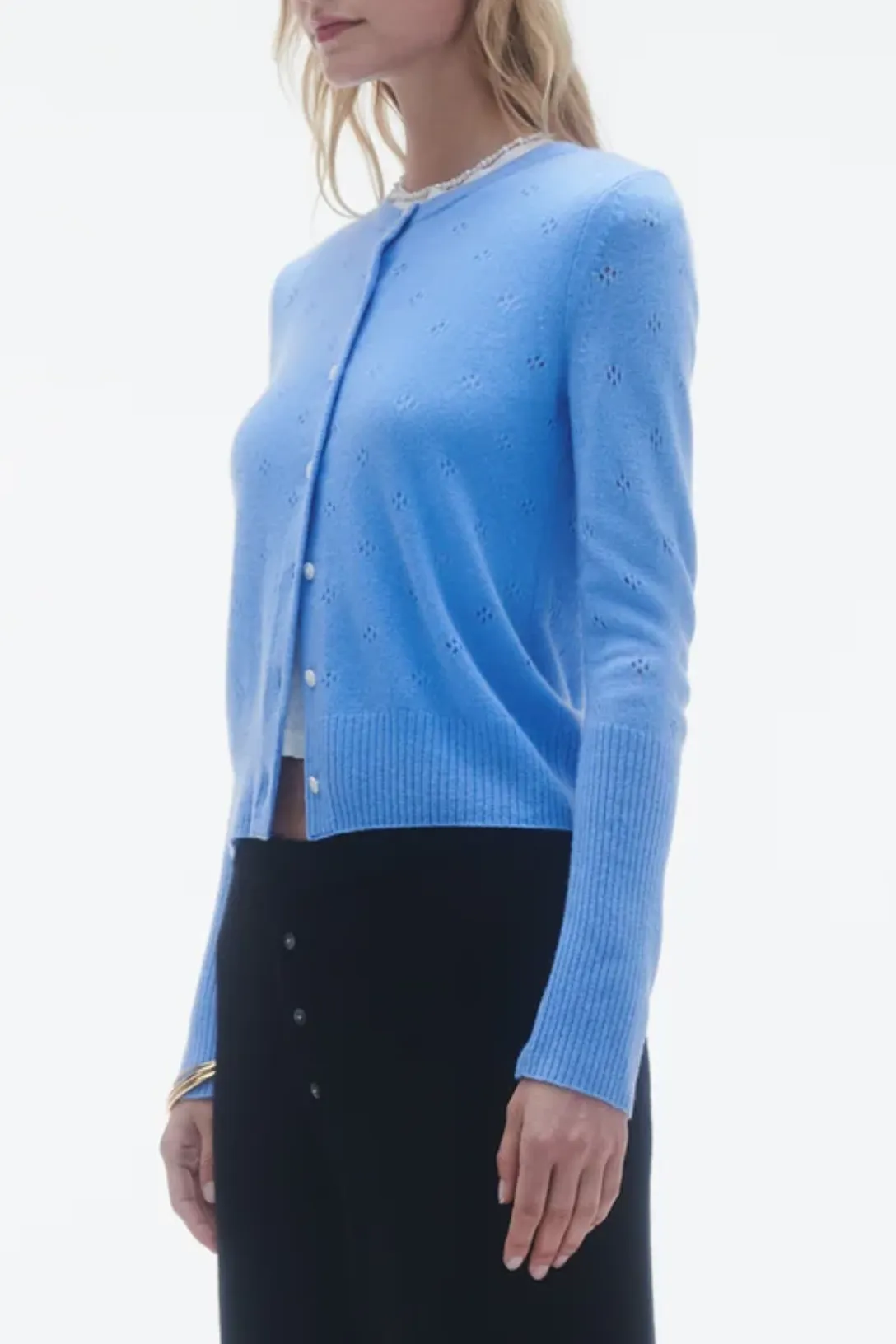 Jane Pointelle Cardigan | French Blue