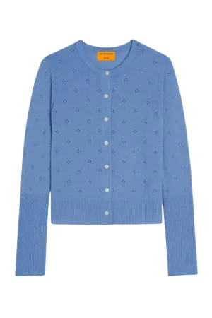 Jane Pointelle Cardigan | French Blue