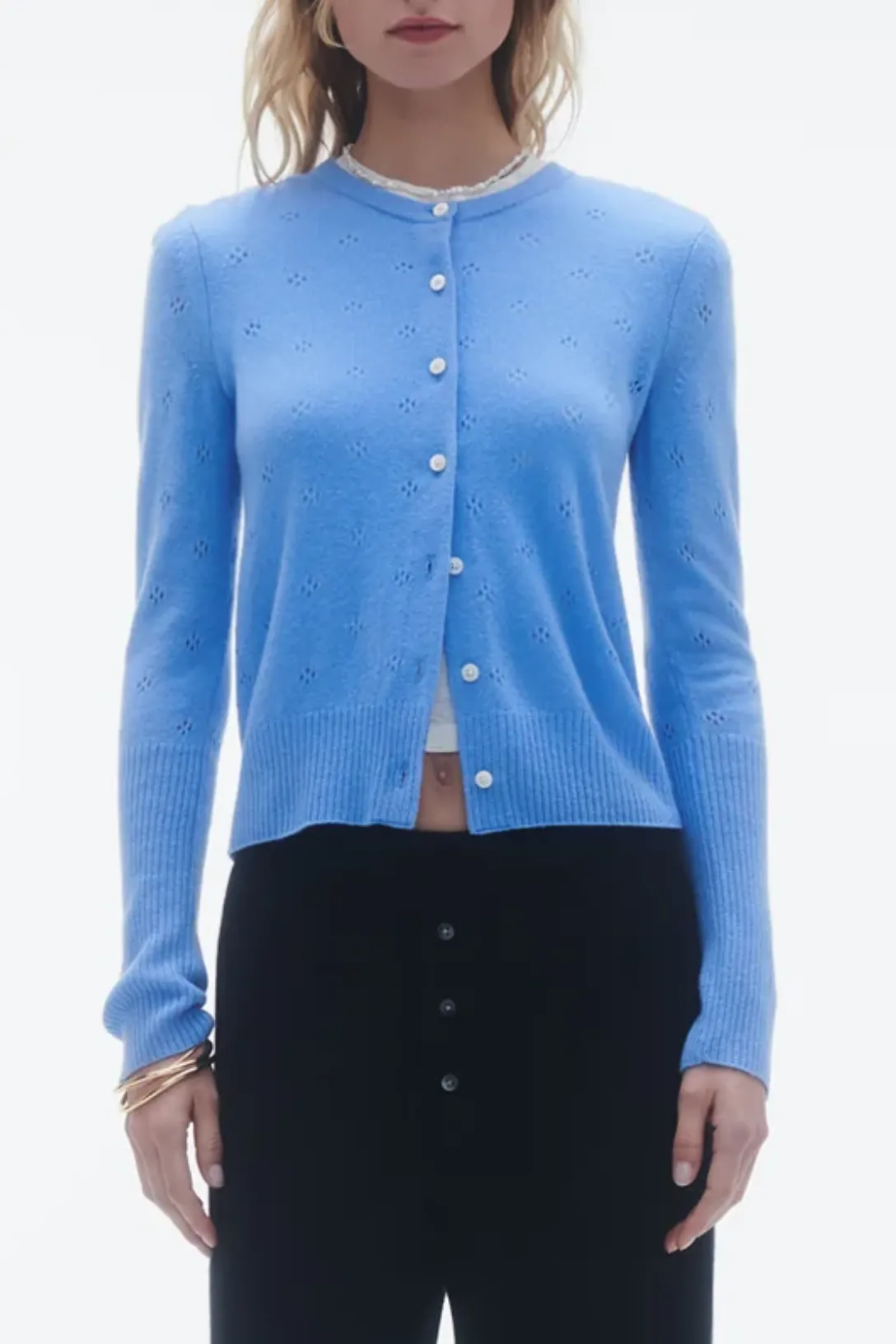 Jane Pointelle Cardigan | French Blue