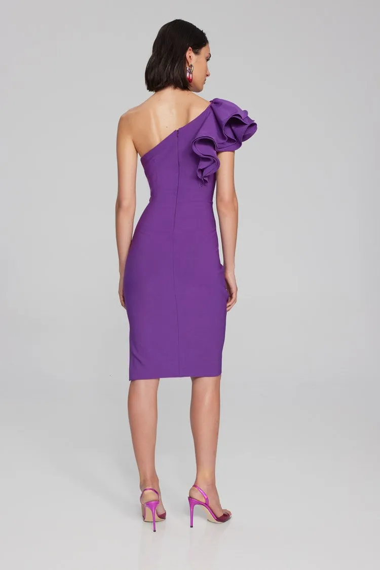 Joseph Ribkoff Lux Twill One-Shoulder Sheath Dress Majesty or Black