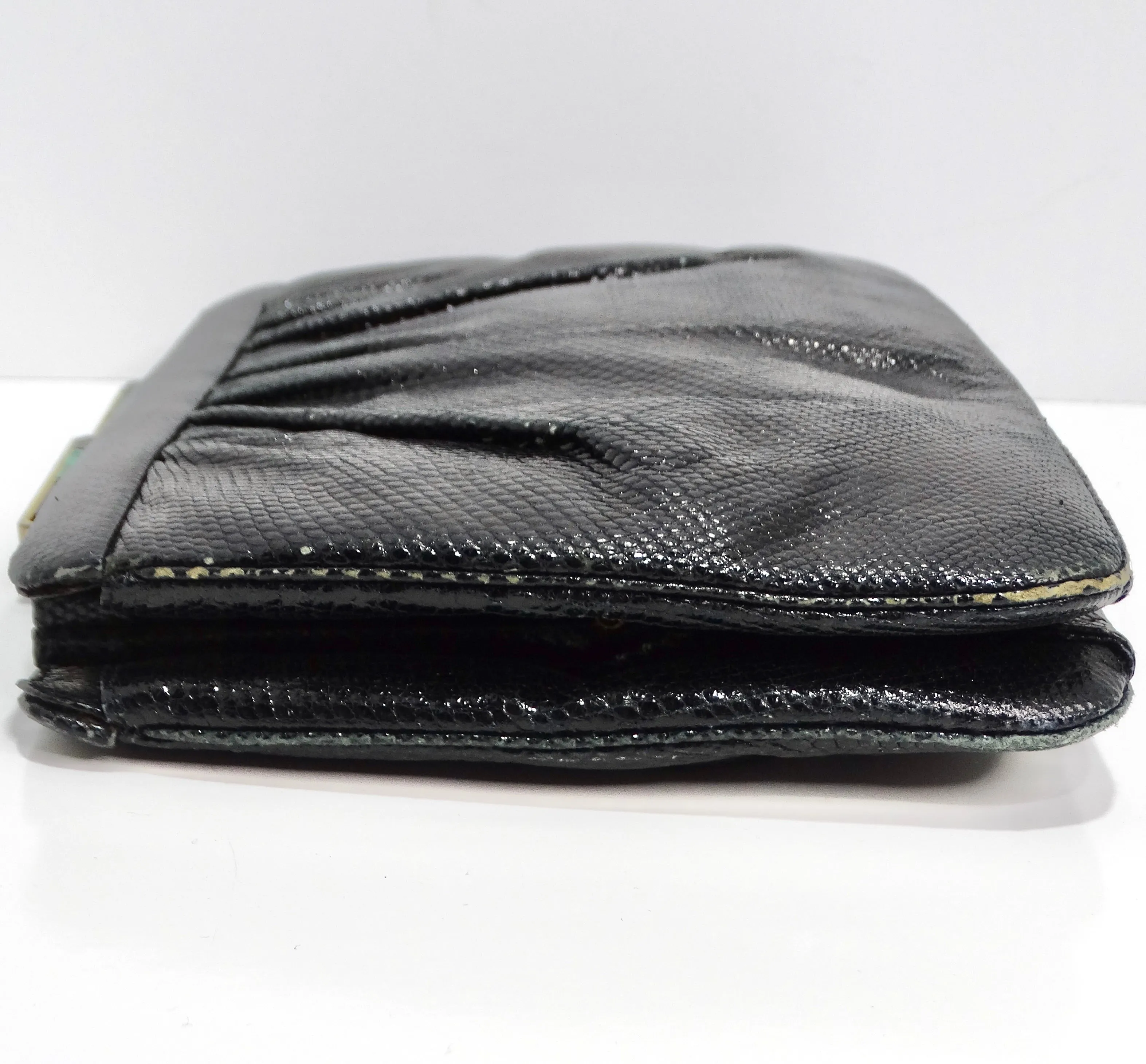 Judith Leiber 1980s Black Lizard Embossed Clutch