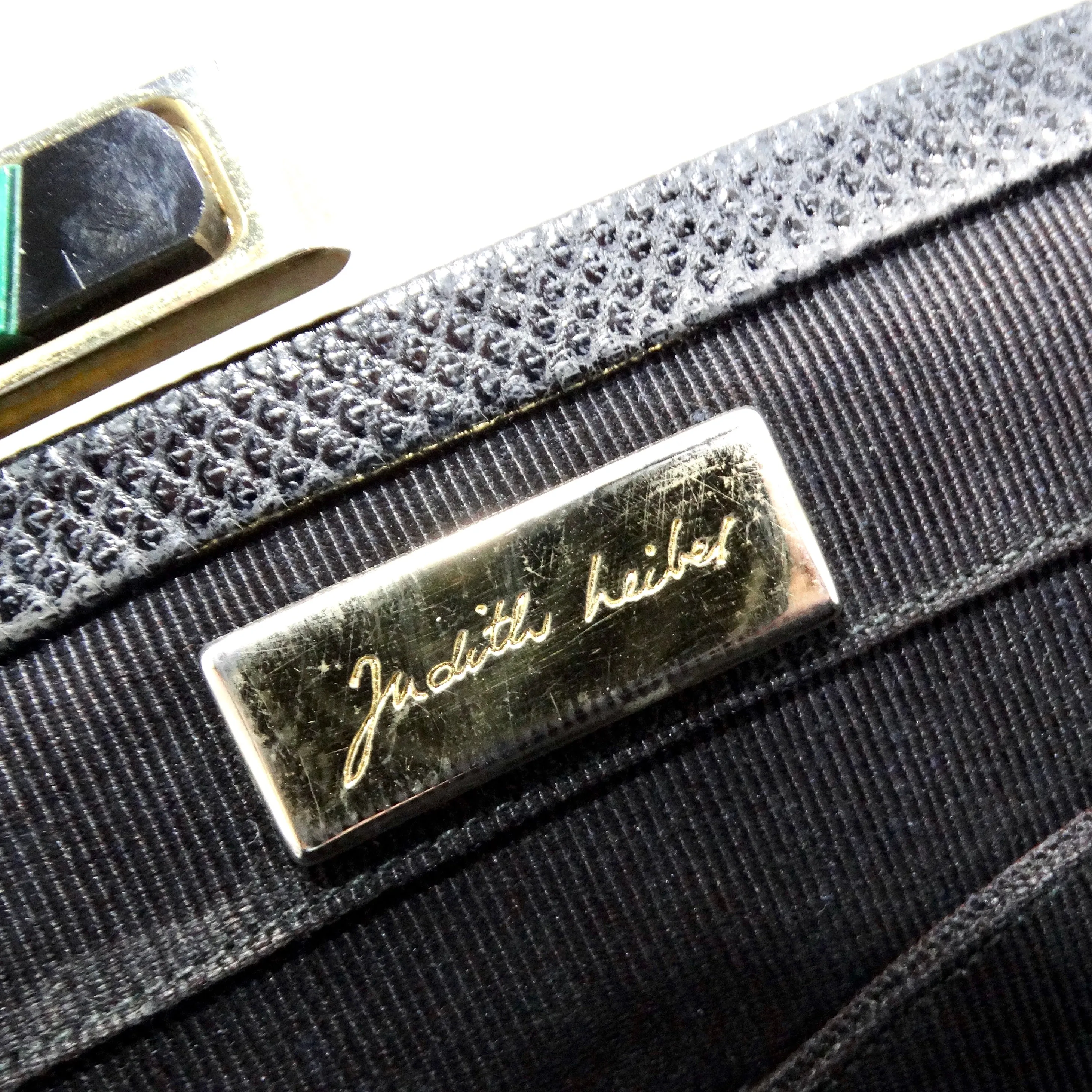 Judith Leiber 1980s Black Lizard Embossed Clutch