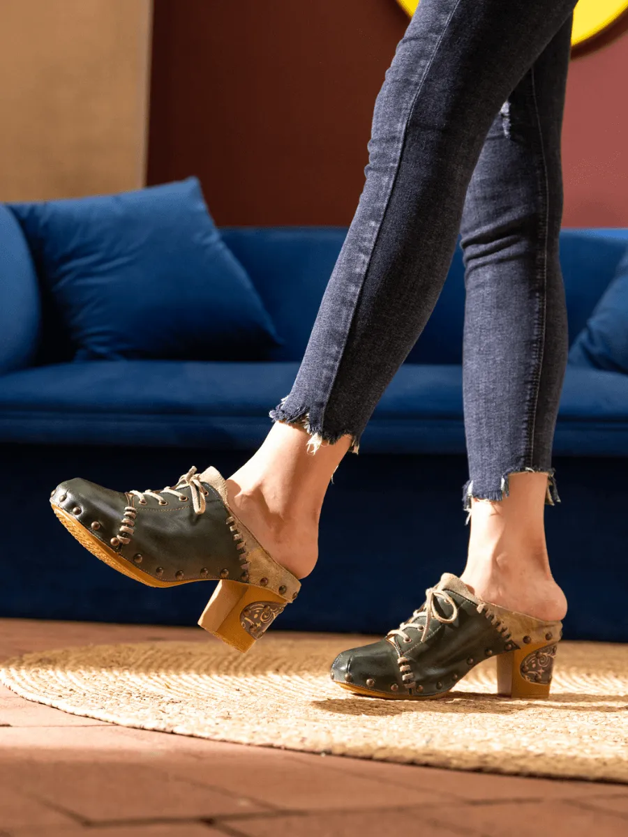 Kairo Studded Stitch Leather Clog