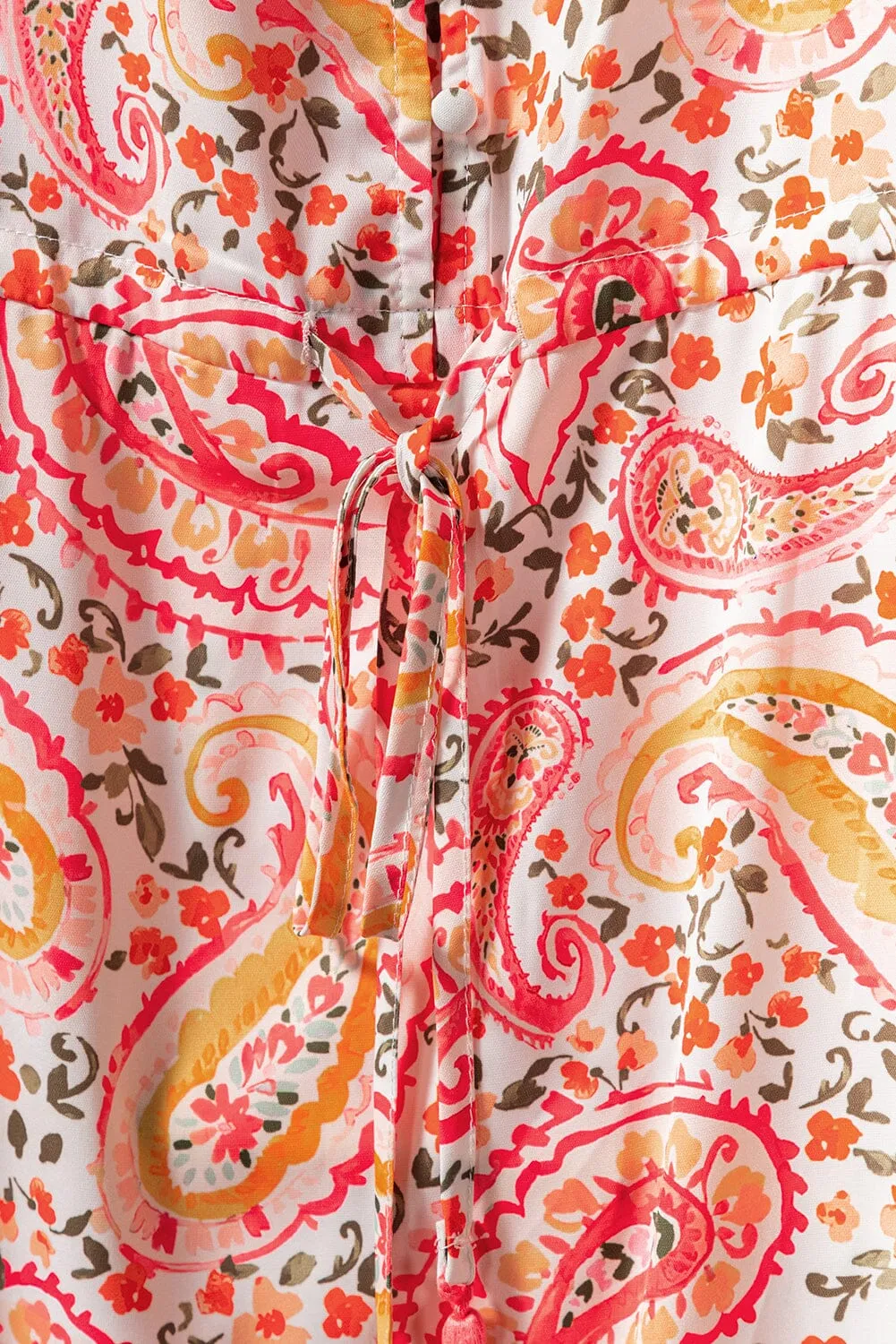KaleaBoutique Boho Holiday Paisley Print Tiered Long Sleeve Maxi Dress