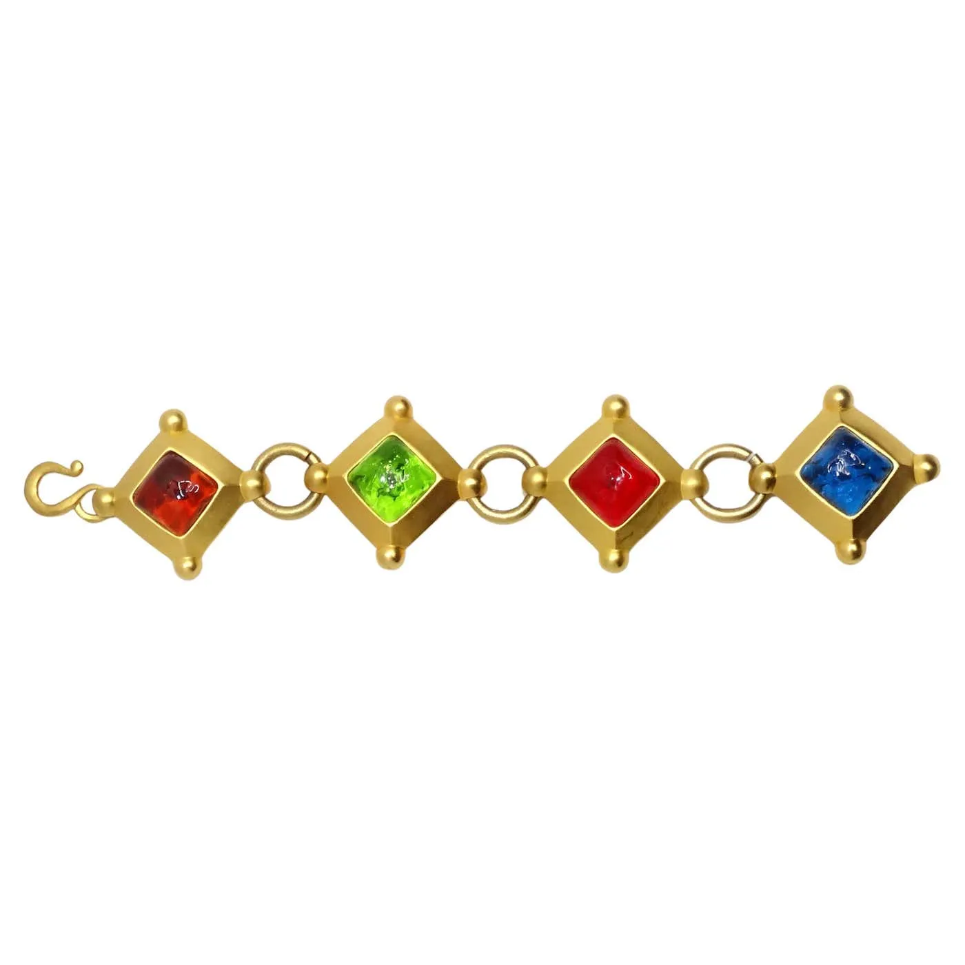 Karl Lagerfeld 1980s Gold Tone Multicolor Gemstone Bracelet