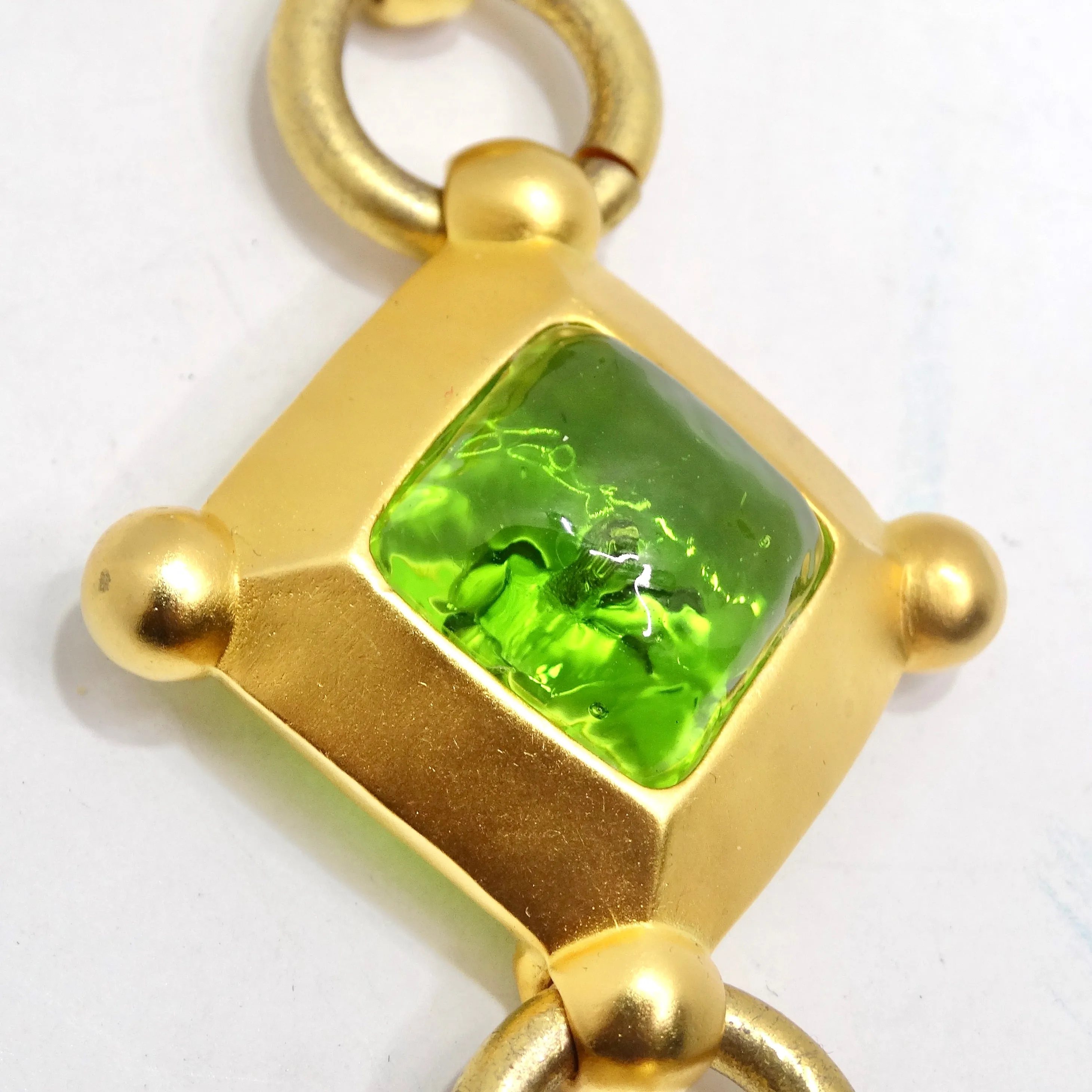 Karl Lagerfeld 1980s Gold Tone Multicolor Gemstone Bracelet
