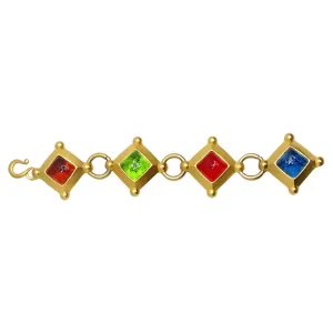 Karl Lagerfeld 1980s Gold Tone Multicolor Gemstone Bracelet