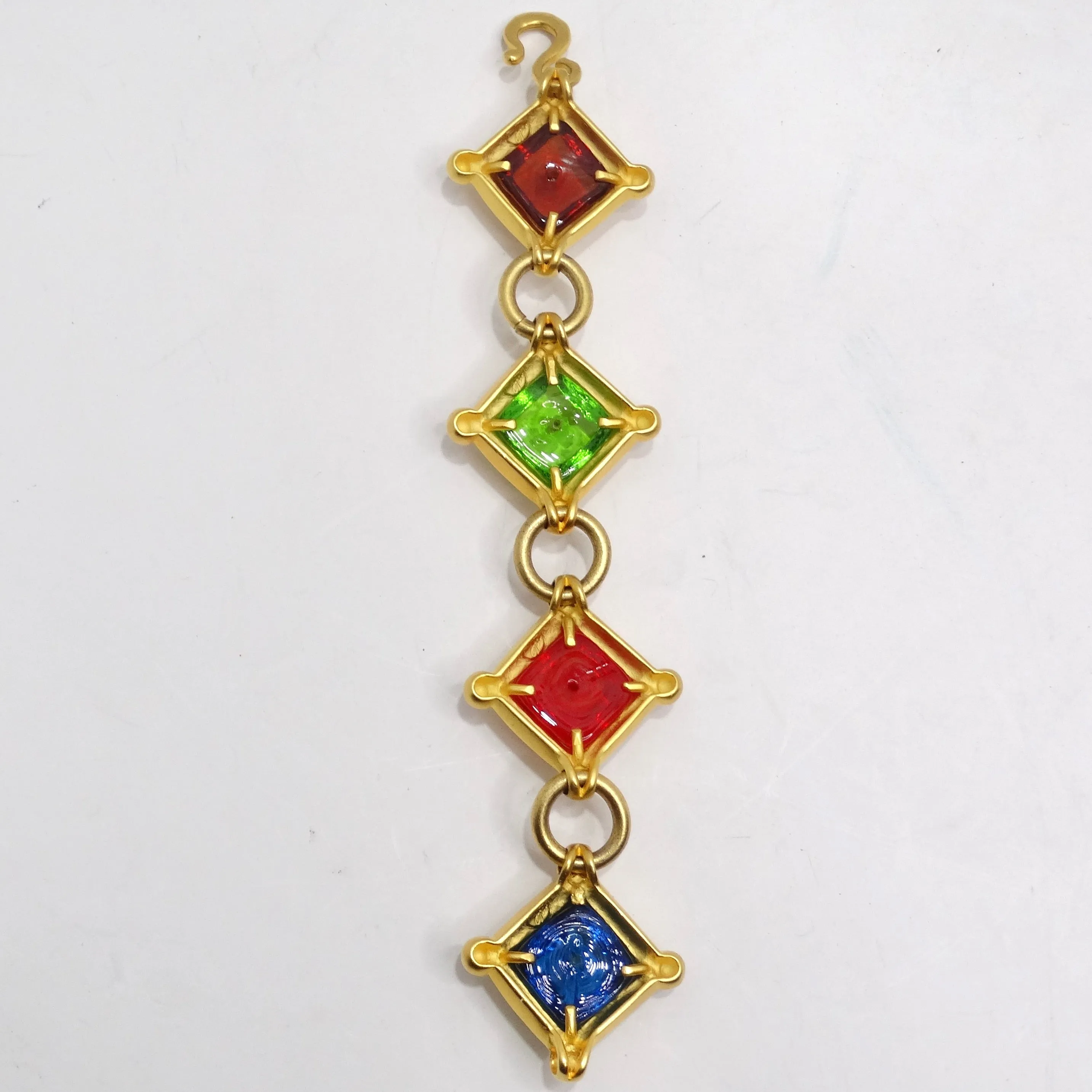 Karl Lagerfeld 1980s Gold Tone Multicolor Gemstone Bracelet