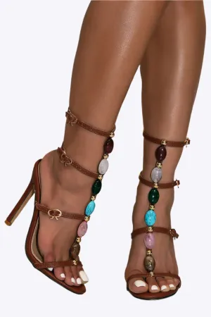 Katie - Classic Buckle and Bead Accent Woman's Mid Heels