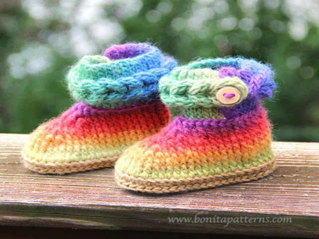 Knit-Look Braid Stitch Booties (Baby Sizes)