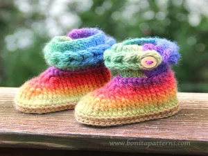 Knit-Look Braid Stitch Booties (Baby Sizes)