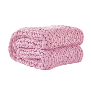 Knitted Weighted Blanket Chunky Bulky Knit Throw Blanket 6.5KG Pink