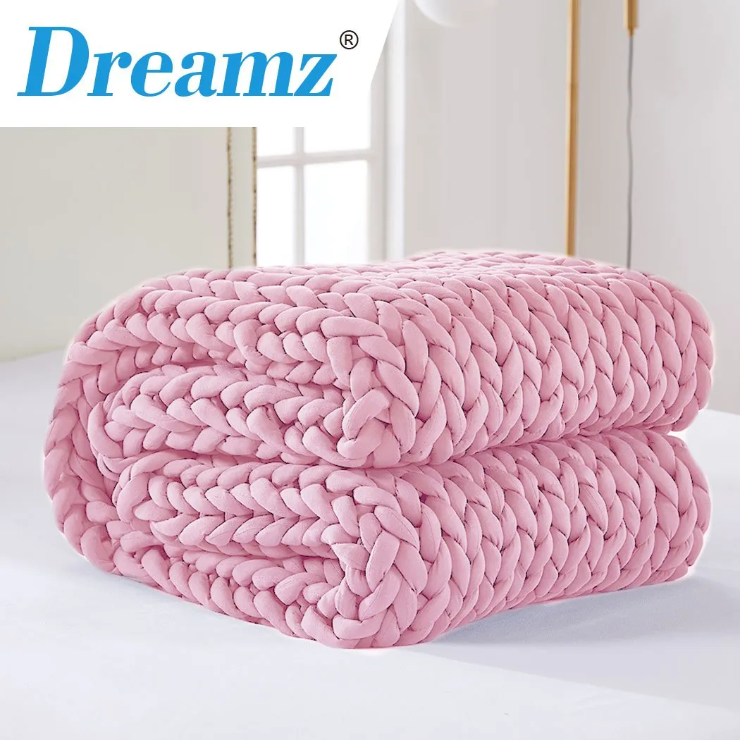 Knitted Weighted Blanket Chunky Bulky Knit Throw Blanket 6.5KG Pink