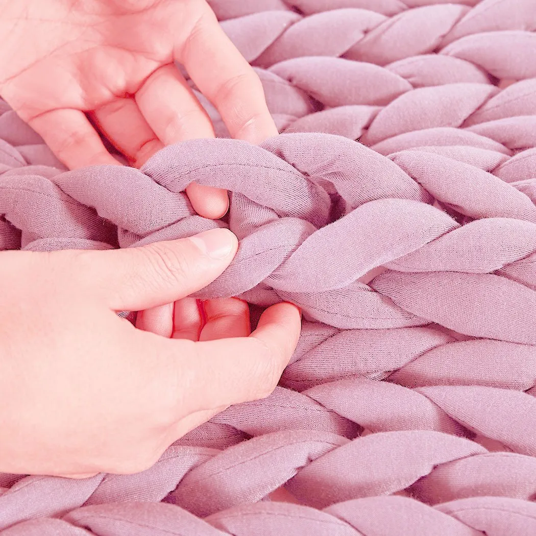 Knitted Weighted Blanket Chunky Bulky Knit Throw Blanket 6.5KG Pink