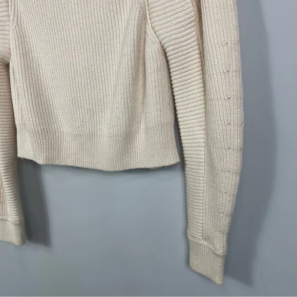 L'Academie Revolve Nonna Half Zip Sweater in Ivory XS Cropped Retro Chunky Knit