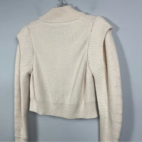 L'Academie Revolve Nonna Half Zip Sweater in Ivory XS Cropped Retro Chunky Knit