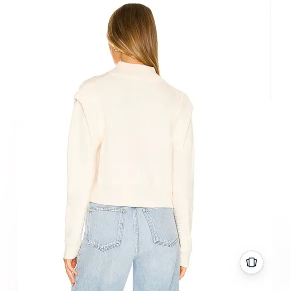 L'Academie Revolve Nonna Half Zip Sweater in Ivory XS Cropped Retro Chunky Knit