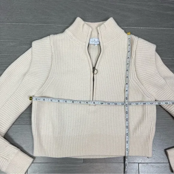 L'Academie Revolve Nonna Half Zip Sweater in Ivory XS Cropped Retro Chunky Knit