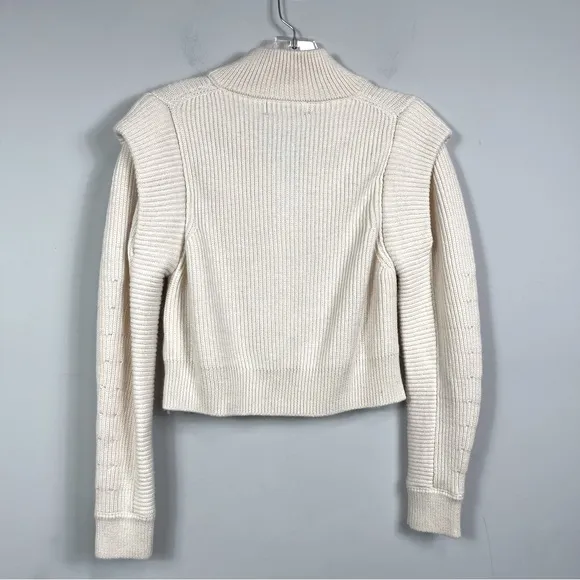 L'Academie Revolve Nonna Half Zip Sweater in Ivory XS Cropped Retro Chunky Knit