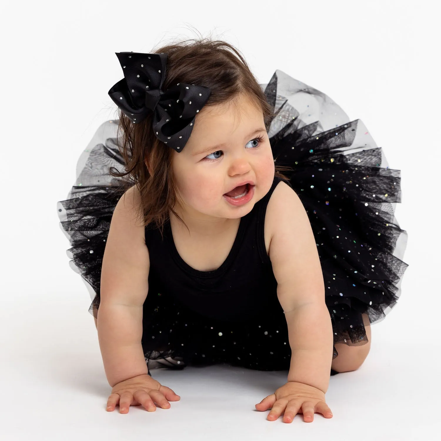 Large Diamanté Bow Hair Clip in Black