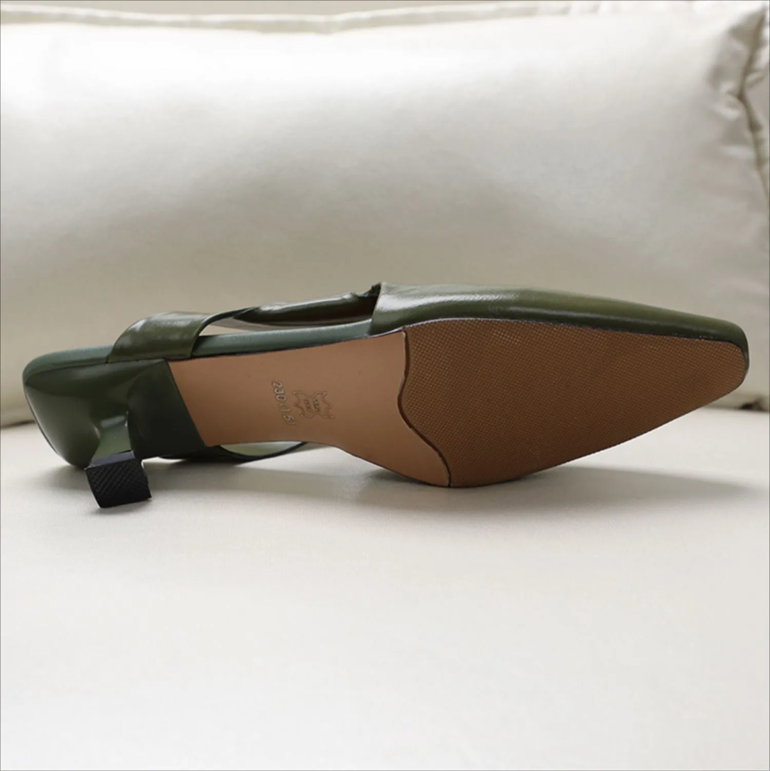 Leather Korean French Style - Sandal Shoe with Asymmetrical Strap