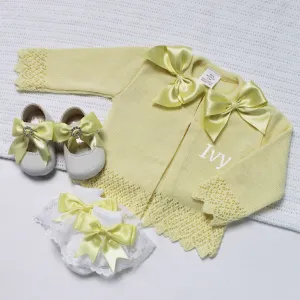 Lemon Bow Collar Knit Cardigan (With Or Without Personalisation)