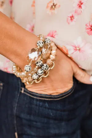 Living Lavish Beaded Bracelet Set- Natural
