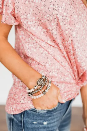 Living Lavish Beaded Bracelet Set- Soft Pink