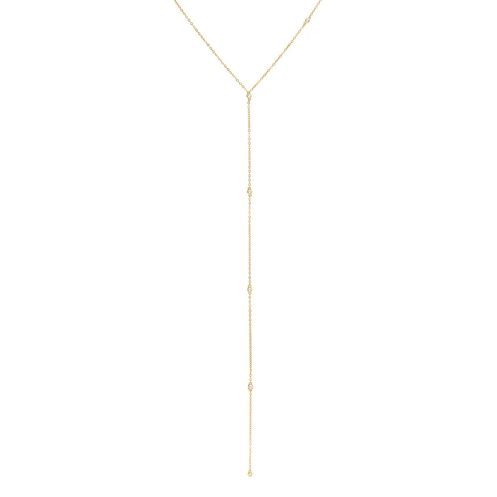 Long CZ Bezel Lariat