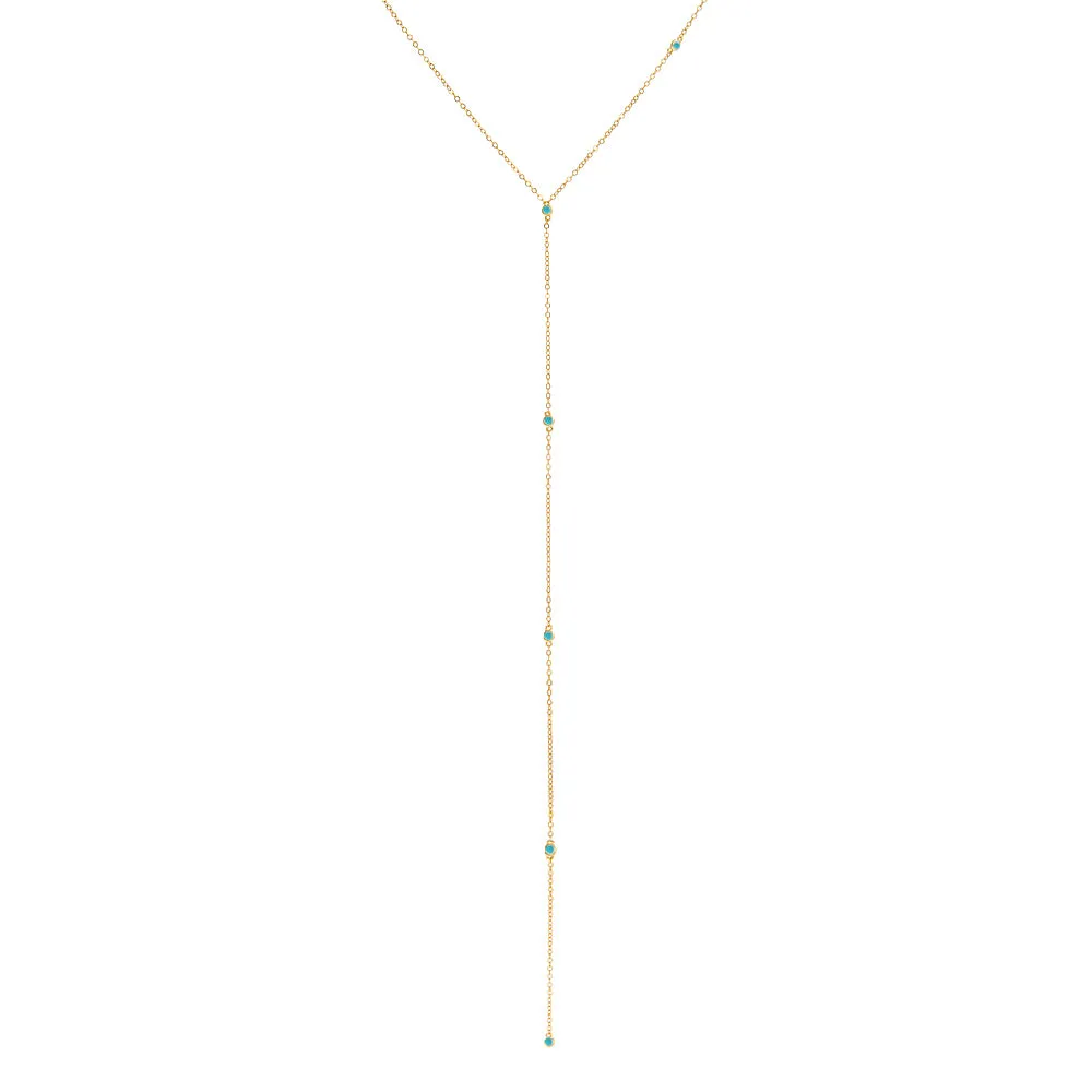 Long CZ Bezel Lariat
