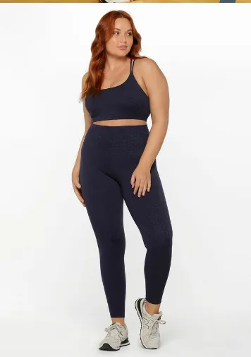 Lorna Jane LJ Cloud Lotus No Chafe Ankle Biter Leggings - French Navy Leopard