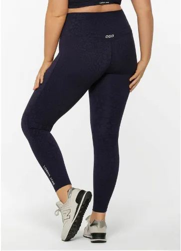 Lorna Jane LJ Cloud Lotus No Chafe Ankle Biter Leggings - French Navy Leopard
