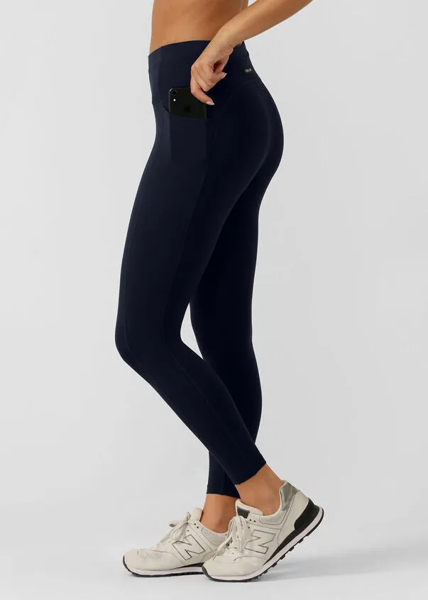 Lorna Jane Reactive No Ride Phone Pocket Ankle Biter Leggings - French Navy