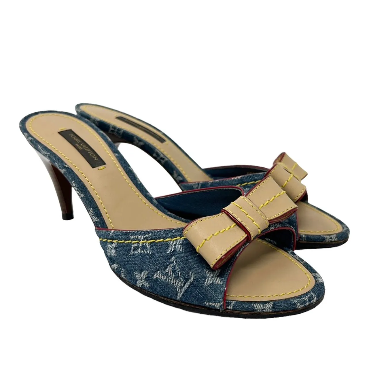 Louis Vuitton Denim Monogram Bow Heels