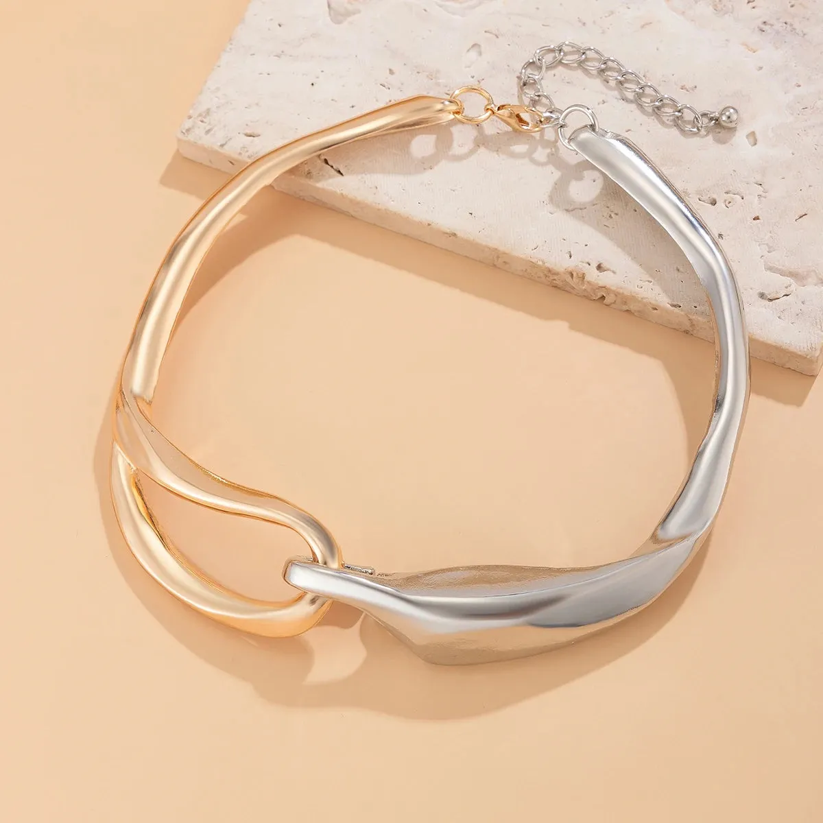 Luxury Mixed Metal Chunky Torque Necklace