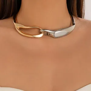 Luxury Mixed Metal Chunky Torque Necklace