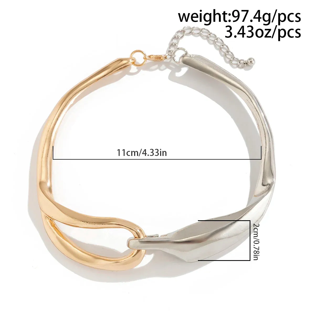 Luxury Mixed Metal Chunky Torque Necklace
