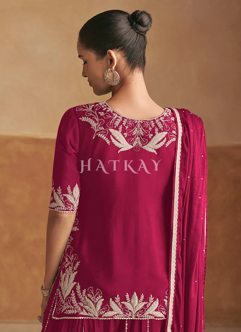 Magenta Pink Short Kurti And Sharara